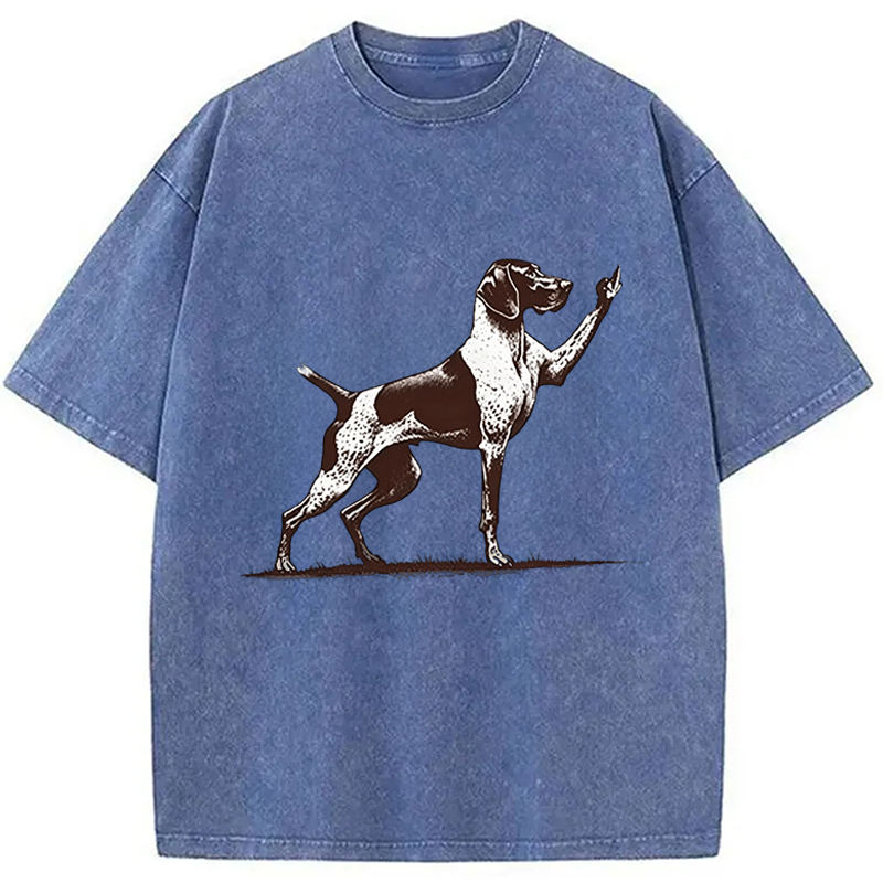 Modecanvas Rude Pointer Dog DTG Printing Washed T-Shirt