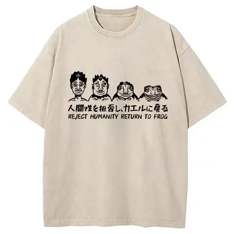 Modecanvas Reject Humanity Return To Frog Washed T-Shirt