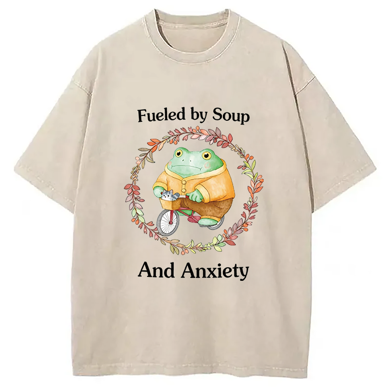 Modecanvas Soup And Anxiety DTG Printing Washed T-Shirt