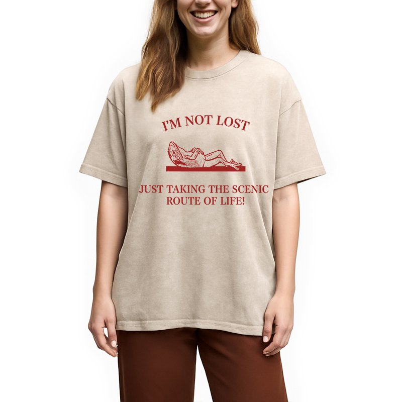 Modecanvas Im Not Lost DTG Printing Washed T-Shirt