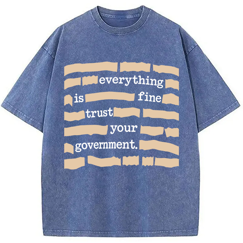 Modecanvas Everything is Fine Meme Washed T-Shirt-modecanvas