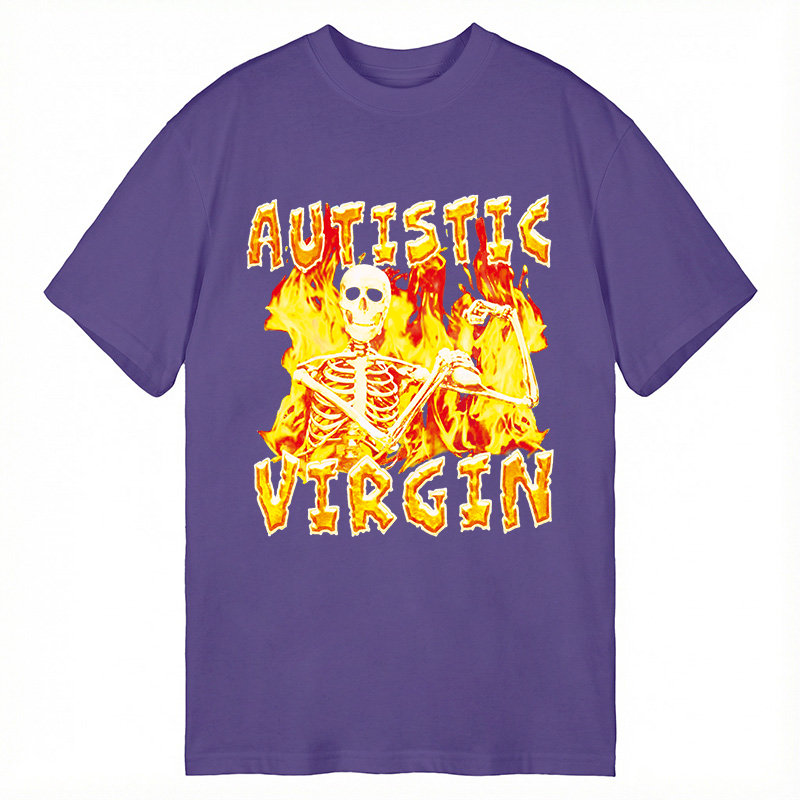 Modecanvas Autistic Virgin Funny Skeleton DTG Printing Classic T-Shirt-modecanvas