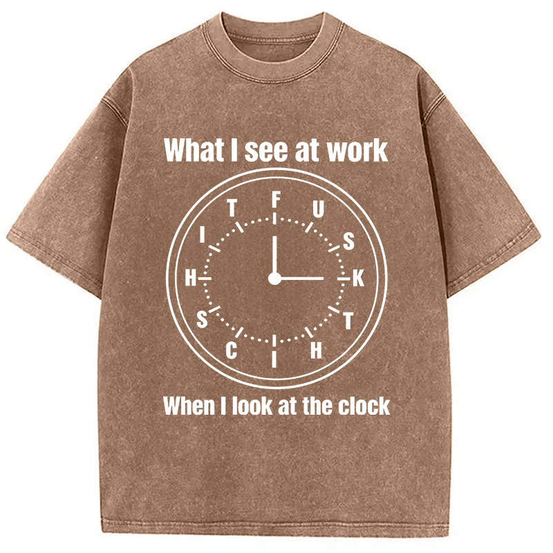 Modecanvas Funny Work Clock Frustration DTG Printing Washed T-Shirt
