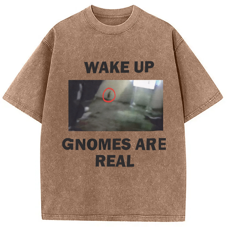 Modecanvas Wake Up Gnomes Are Real DTG Printing Washed T-Shirt