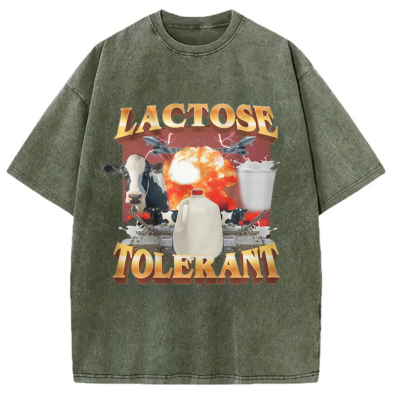 Modecanvas Retro Milk Lactose Tolerant Washed T-Shirt-modecanvas