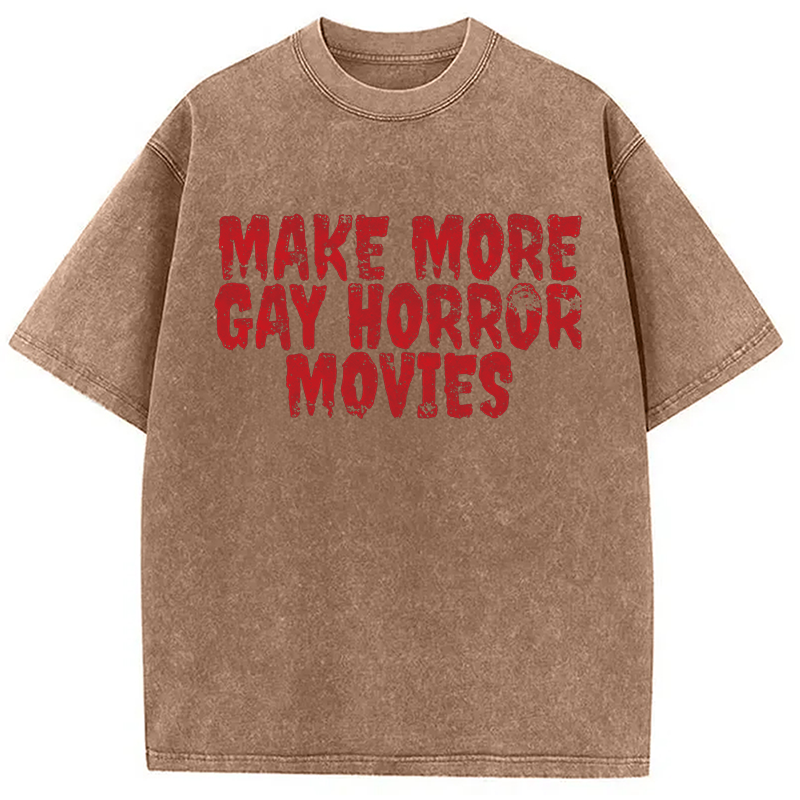 Modecanvas Queer Horror Movie DTG Printing Washed T-Shirt-modecanvas