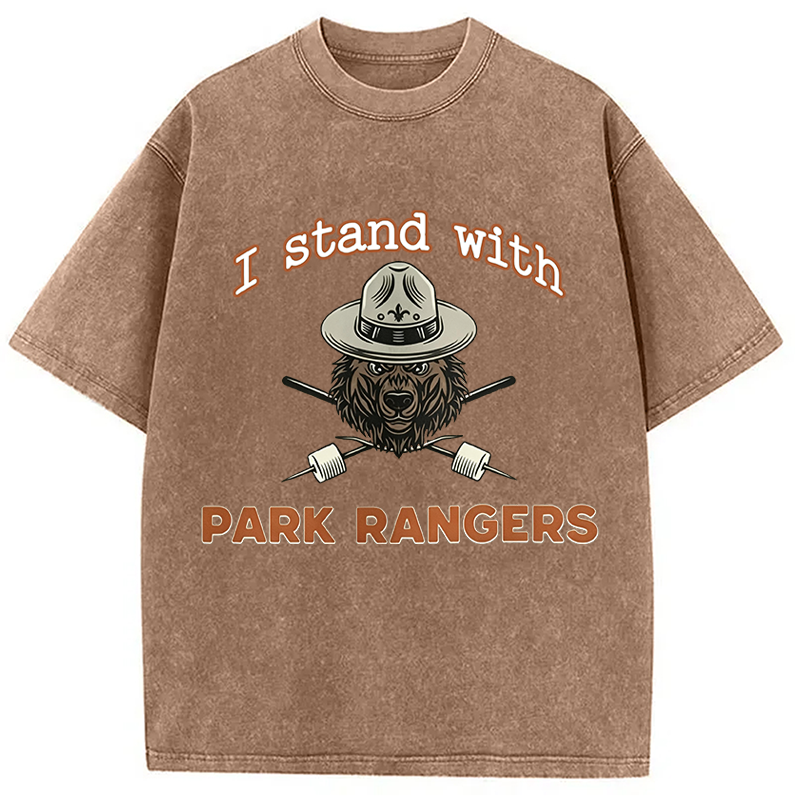 Modecanvas I Stand With Park Rangers DTG Printing Washed T-Shirt