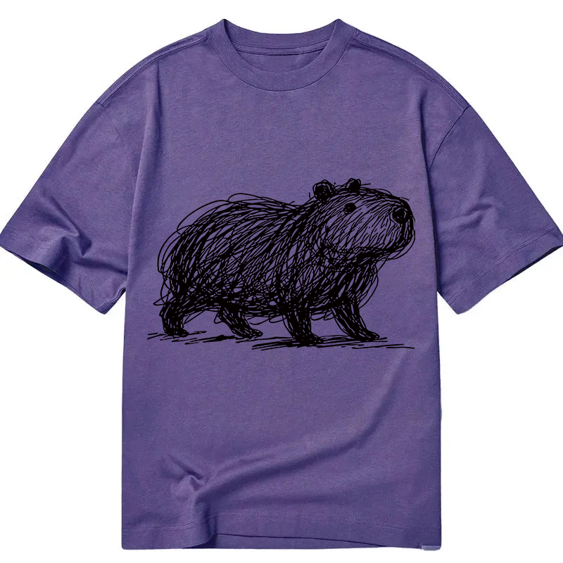 Modecanvas Minimalist Capybara DTG Printing Classic T-Shirt-modecanvas