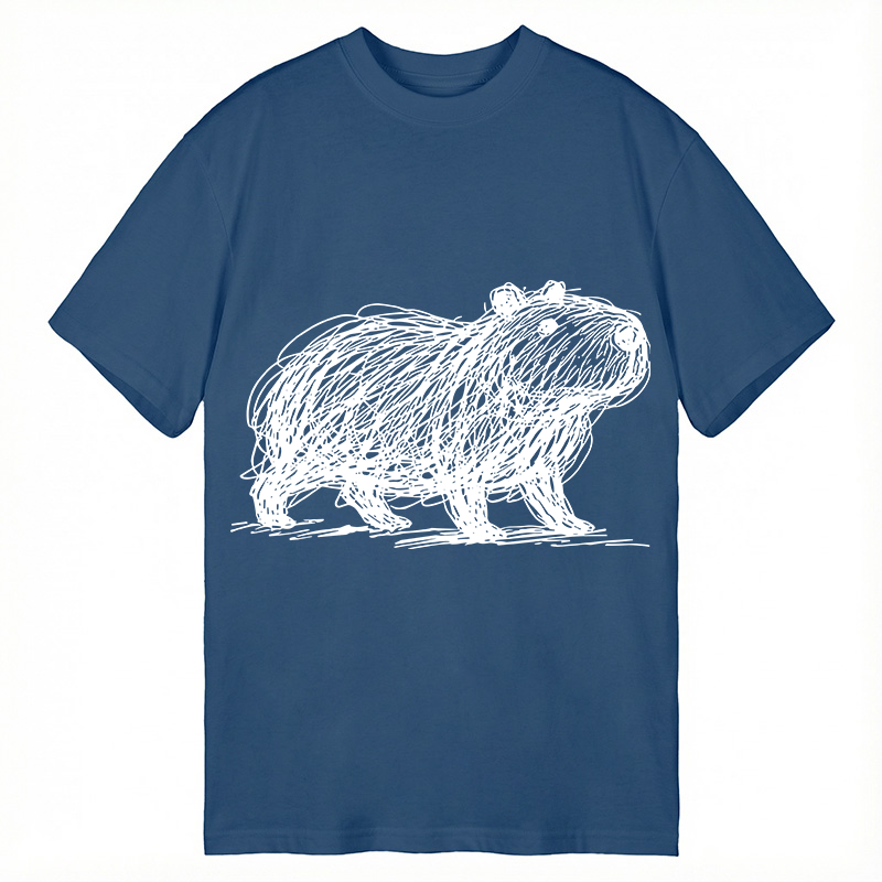 Modecanvas Minimalist Capybara DTG Printing Classic T-Shirt-modecanvas
