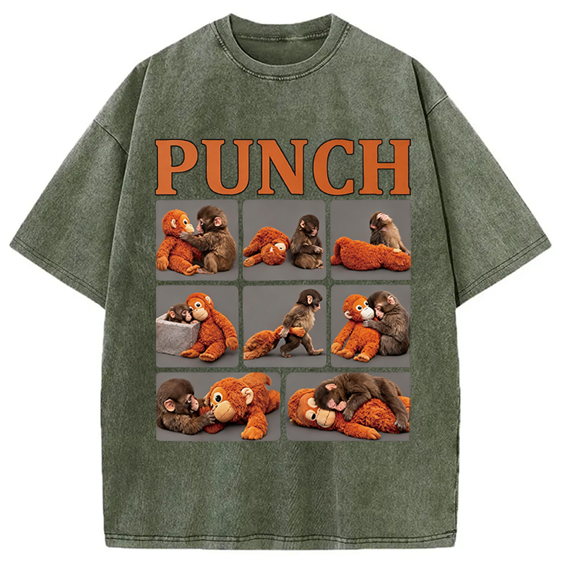 Modecanvas Lonely Punch Monkey DTG Printing Washed T-Shirt