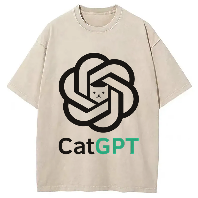 Modecanvas CatGPT DTG Printing Washed T-Shirt