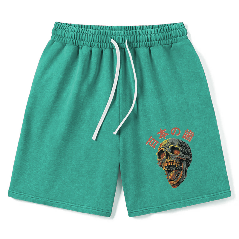 Modecanvas Terrifying And Disgusting Skull Washed Shorts