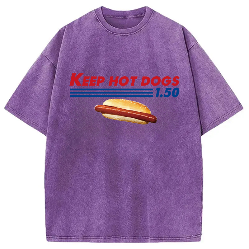 Modecanvas Funny Costco Hotdog DTG Printing Washed T-Shirt