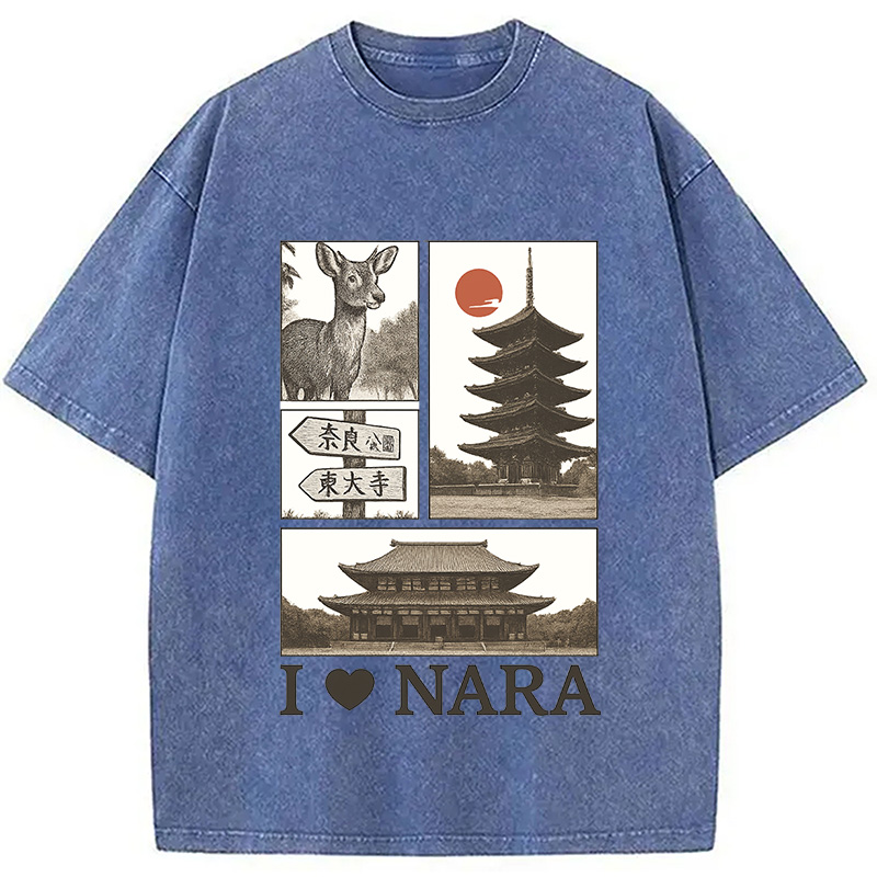 Modecanvas NARA Love Vintage Japanese Washed T-Shirt