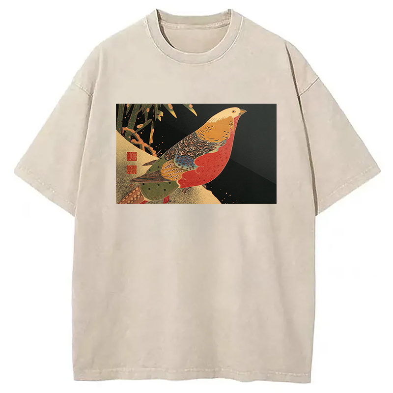 Modecanvas Golden Pheasant in the Snow Washed T-Shirt