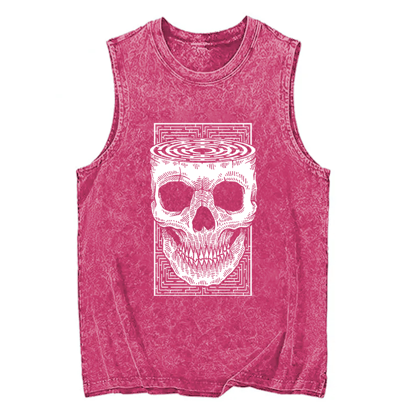 Modecanvas Horror Skull DTG Printing Washed Tank-modecanvas