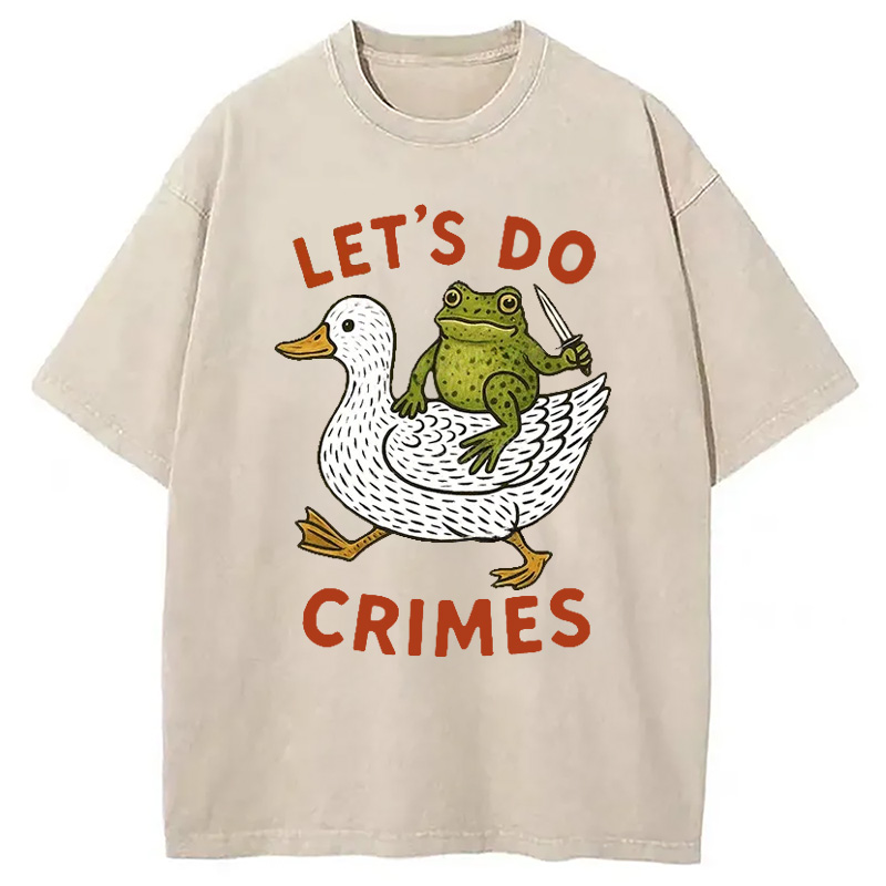 Modecanvas Frog Ready To Commit Crime Washed T-Shirt
