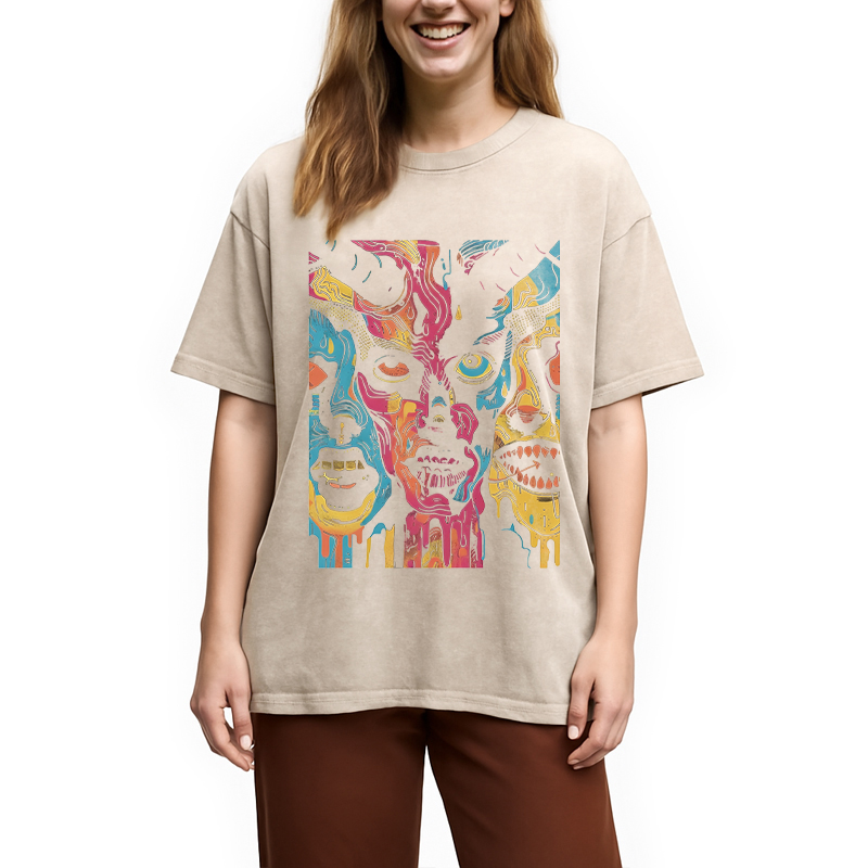 Modecanvas Creepy Horror DTG Printing Washed T-Shirt