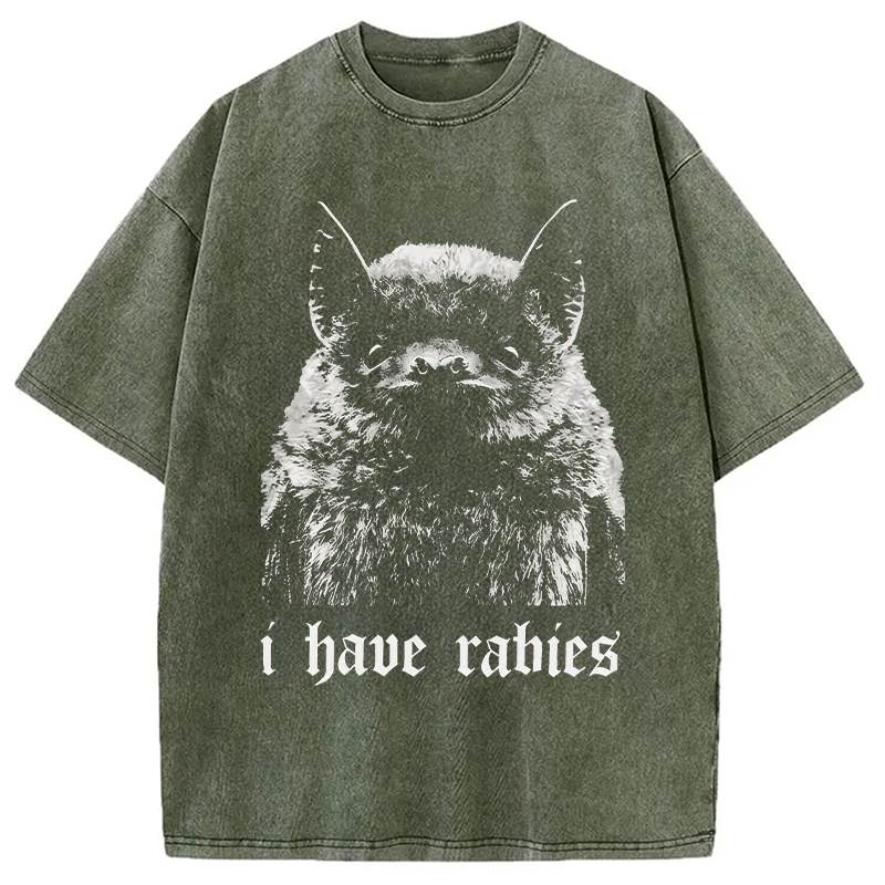 Modecanvas I Have Rabies DTG Printing Washed T-Shirt