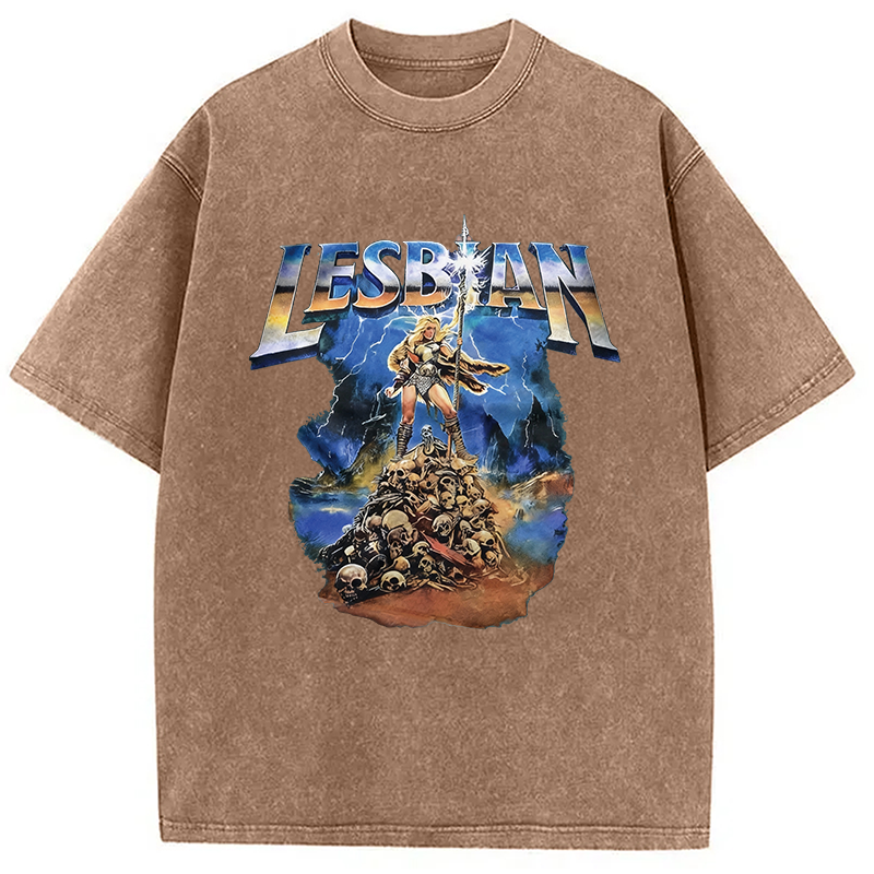 Modecanvas Lesbian Warrior Washed T-Shirt-modecanvas