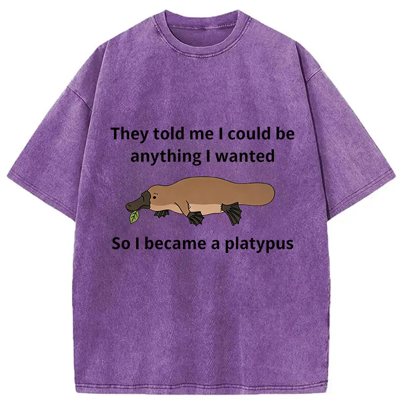 Modecanvas I Became A Platypus DTG Printing Washed T-Shirt