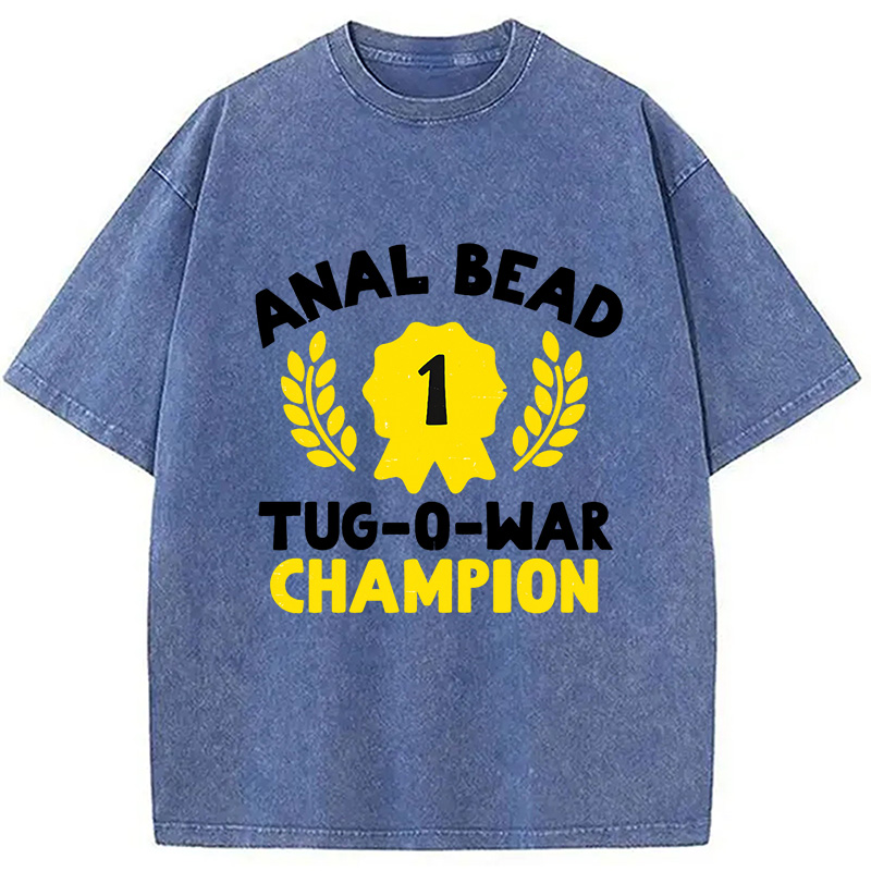 Modecanvas Bead Tug O War Champion Funny Washed T-Shirt-modecanvas