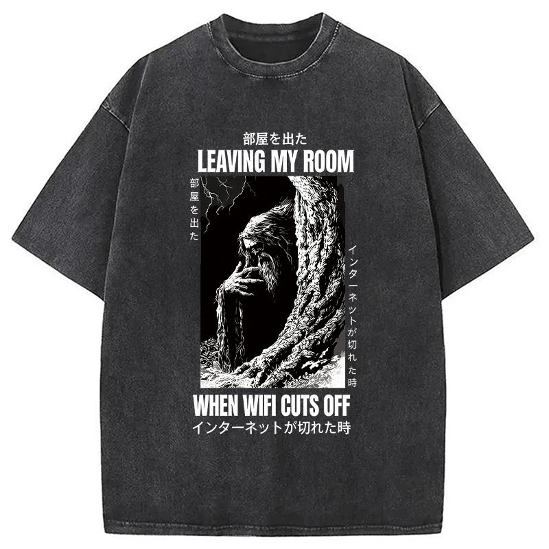 Modecanvas Funny Horror Gen Z Japanese DTG Printing Washed T-Shirt-modecanvas