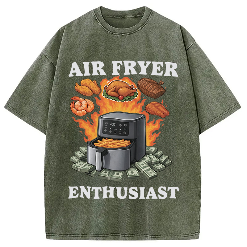 Modecanvas Air Fryer Enthusiast DTG Printing Washed T-Shirt