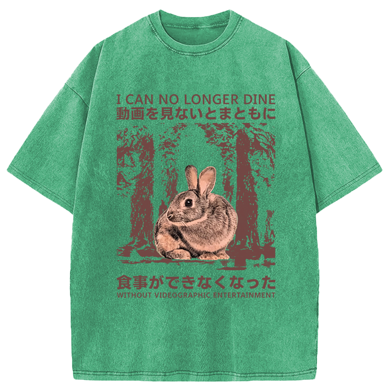 Modecanvas Vintage Japanese Horror Bunny DTG Printing Washed T-Shirt