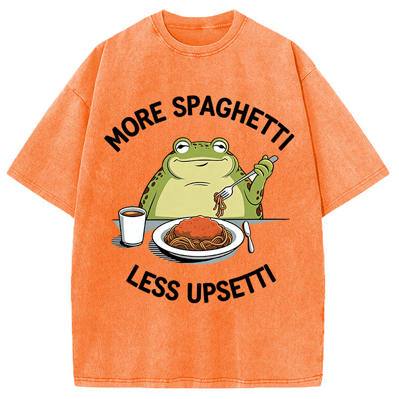 Modecanvas More Spaghetti Less Upsetti Frog DTG Printing Washed T-Shirt