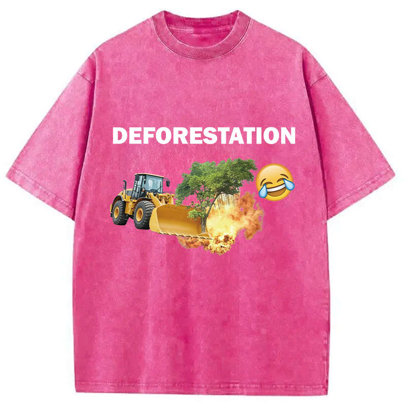 Modecanvas Deforestation DTG Printing Washed T-Shirt