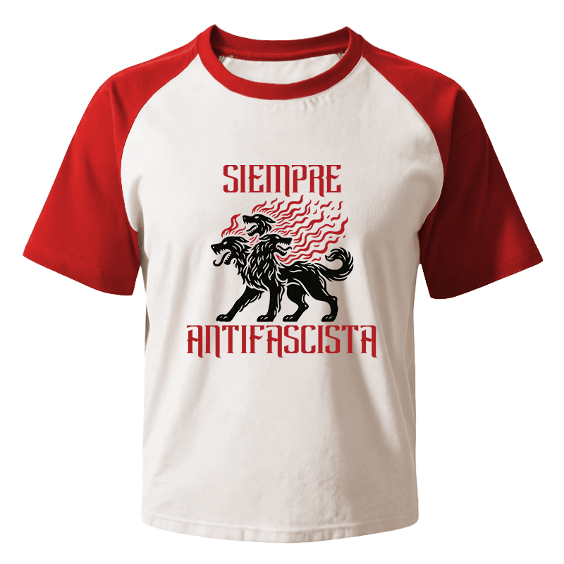 Modecanvas Siempre Antifascista Fire Raglan T-Shirt