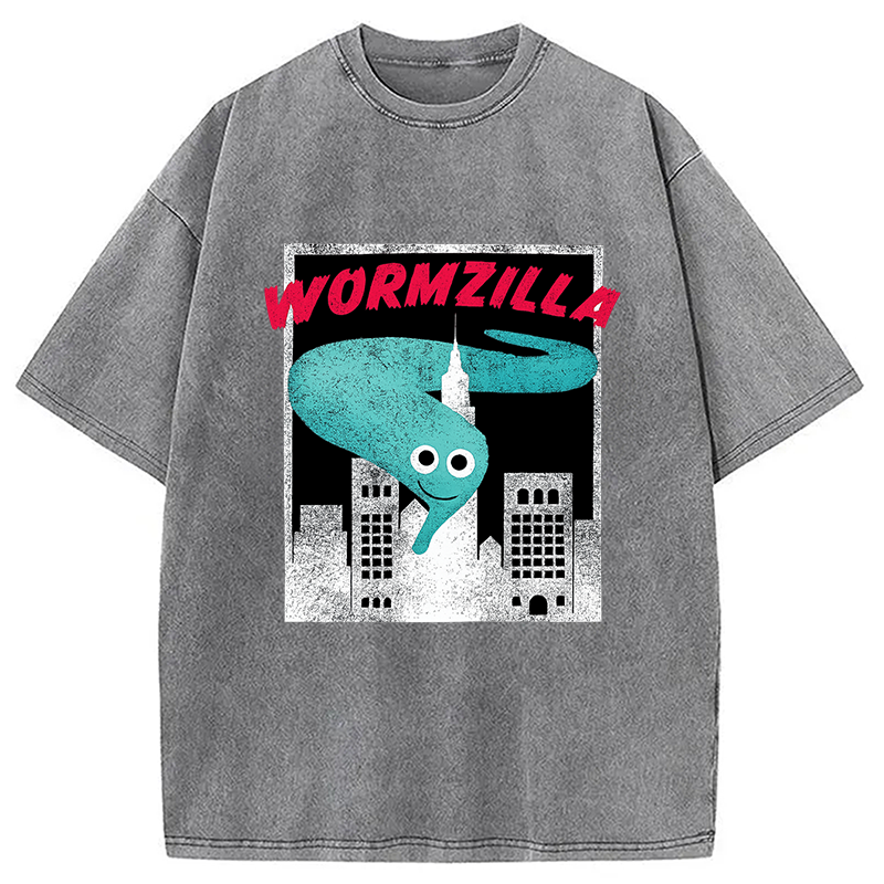 Modecanvas Worm On A String Meme Washed T-Shirt