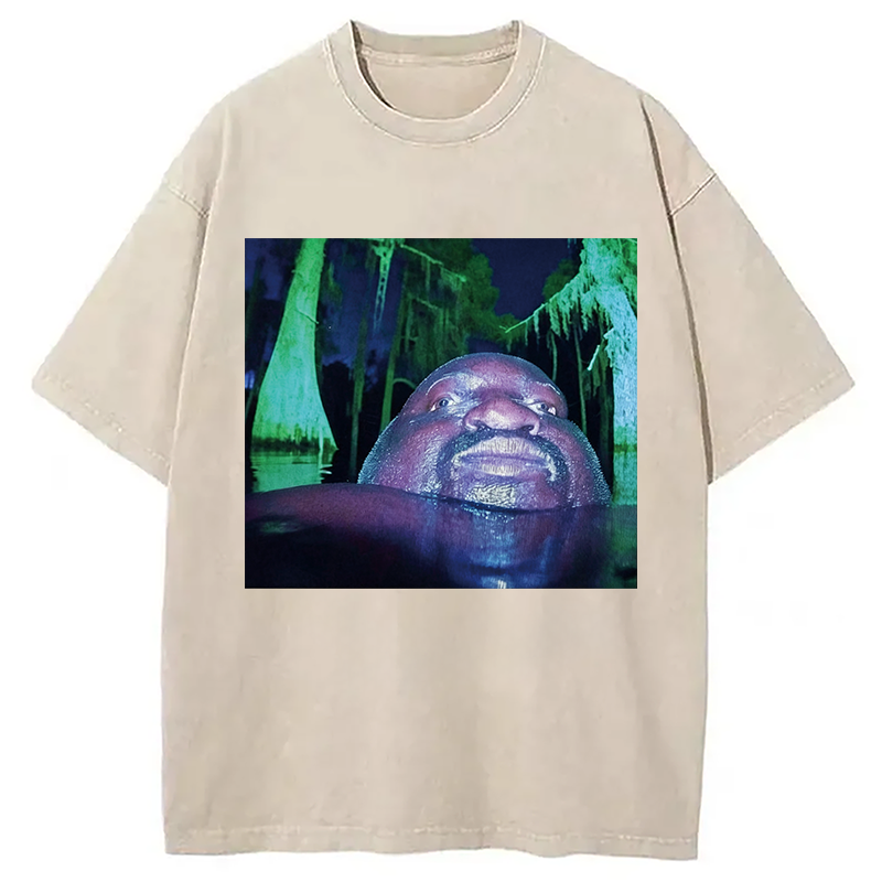Modecanvas Black Guy in Swamp DTG Printing Washed T-Shirt