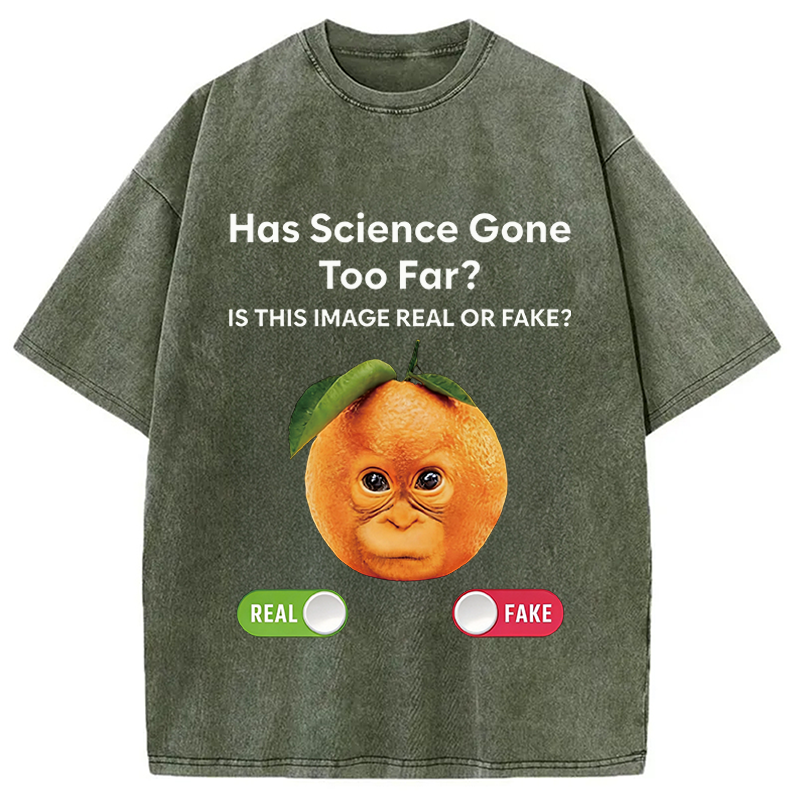Modecanvas Has Science Gone Too Far Orange Monkey DTG Printing Washed T-Shirt