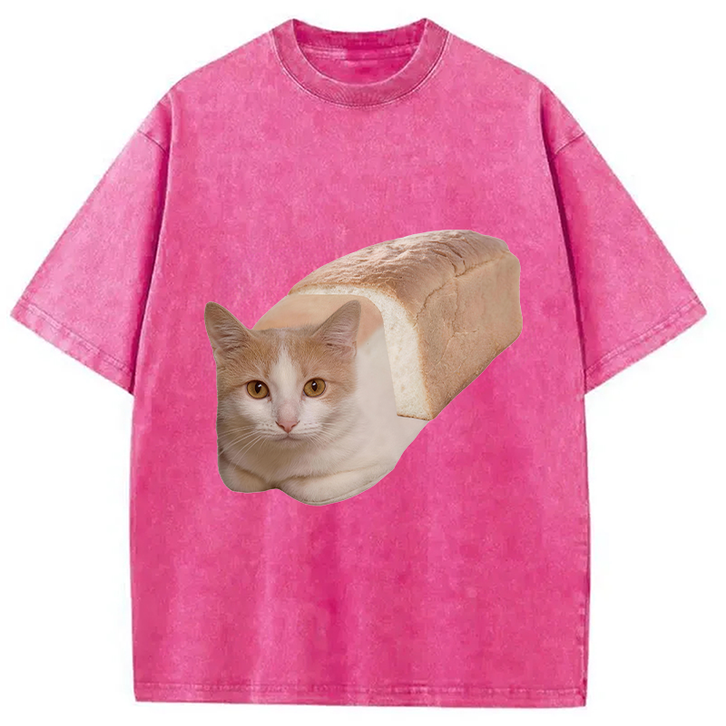 Modecanvas Cat Bread DTG Printing Washed T-Shirt