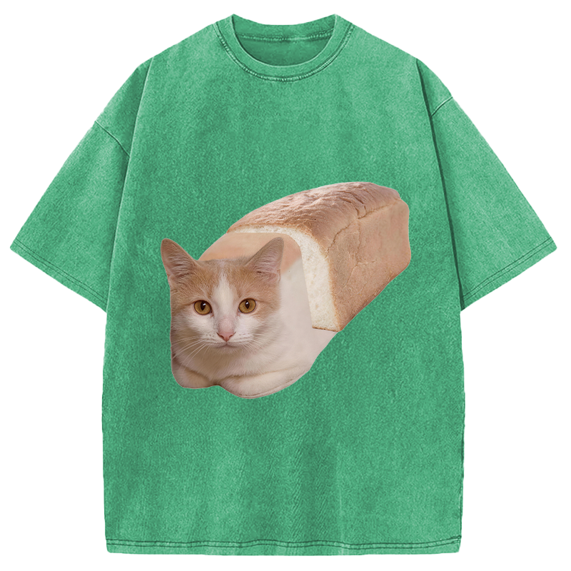 Modecanvas Cat Bread DTG Printing Washed T-Shirt