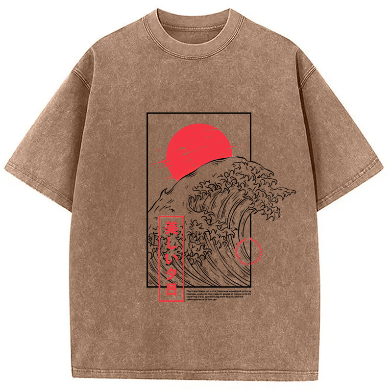 Modecanvas The Great Wave Vintage Washed T-Shirt