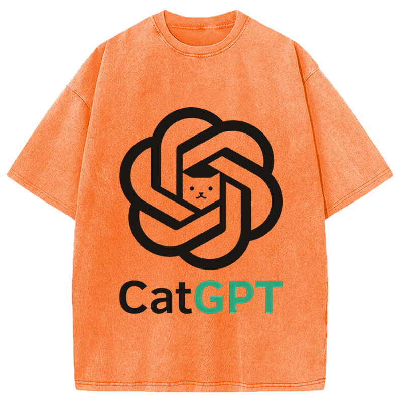 Modecanvas CatGPT DTG Printing Washed T-Shirt