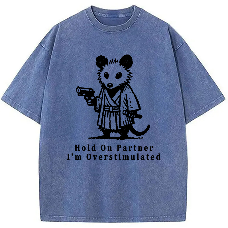 Modecanvas Funny Possum Samurai Washed T-Shirt