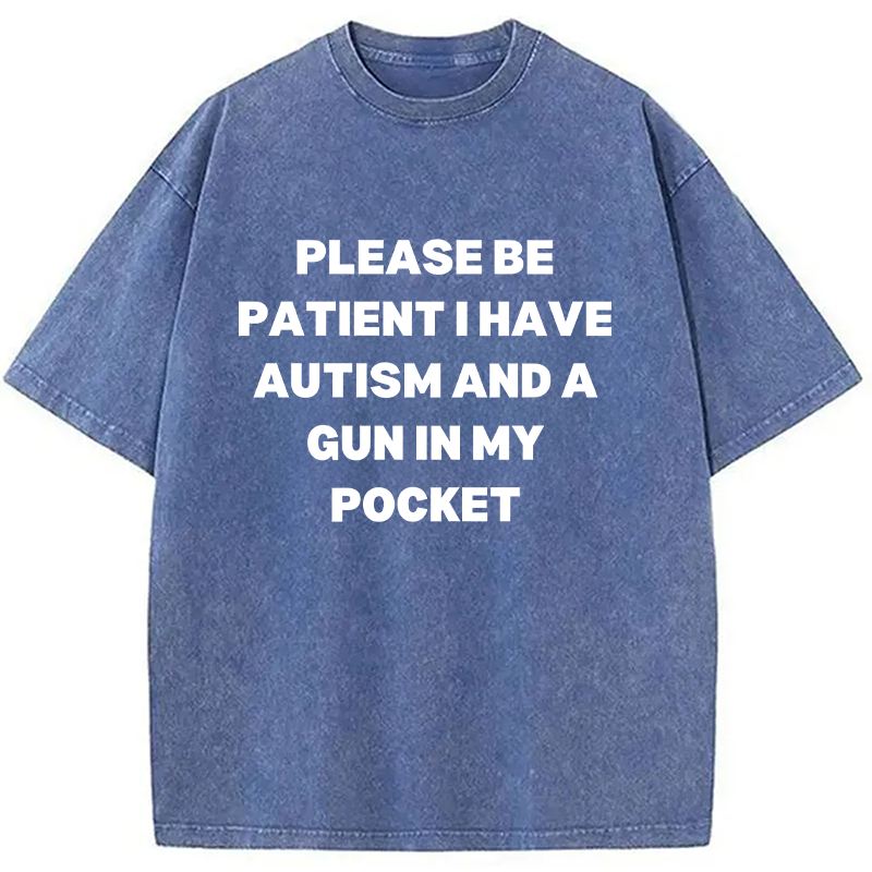 Modecanvas A Gun in My Pocket Washed T-Shirt-modecanvas
