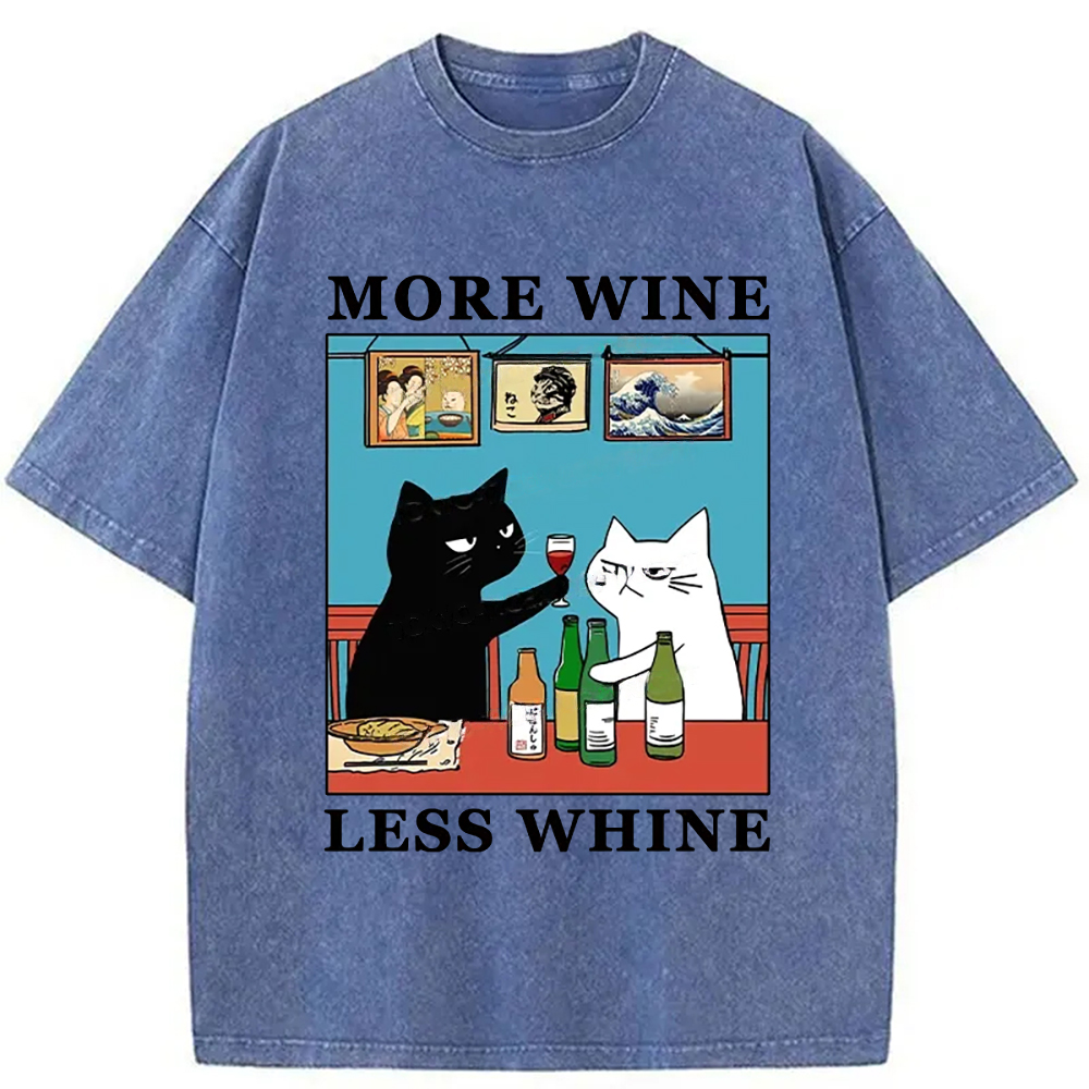 Modecanvas Funny More Wine Less Whine Washed T-Shirt