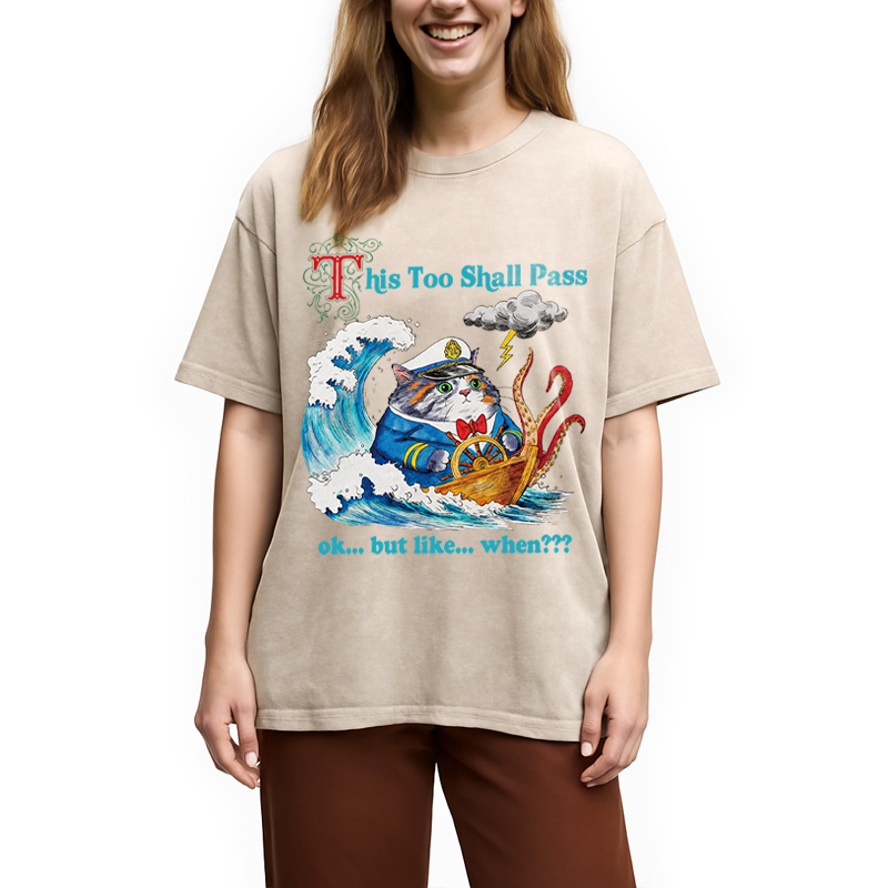 Modecanvas T His Too Shall Pass DTG Printing Washed T-Shirt