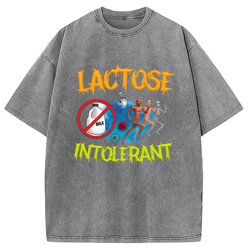 Modecanvas Lactose Intolerant Ironic Sarcastic Funny Washed T-Shirt