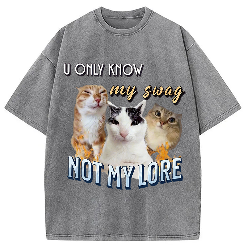 Modecanvas U Only Know Cat Meme DTG Printing Washed T-Shirt