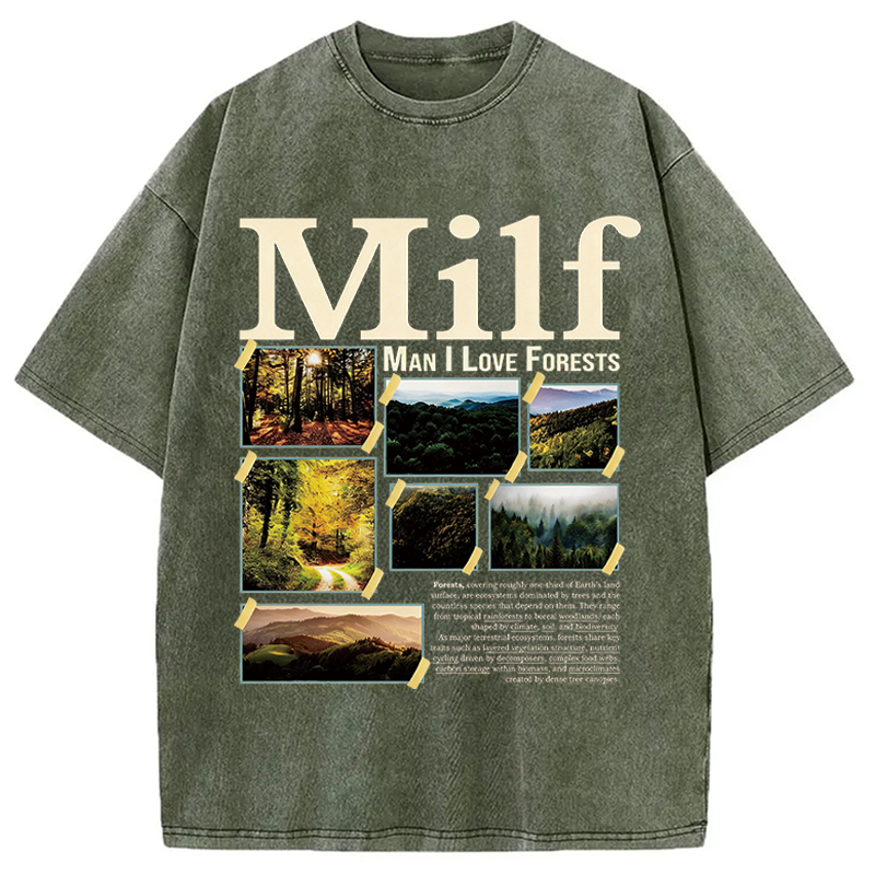 Modecanvas Man I Love Forests DTG Printing Washed T-Shirt
