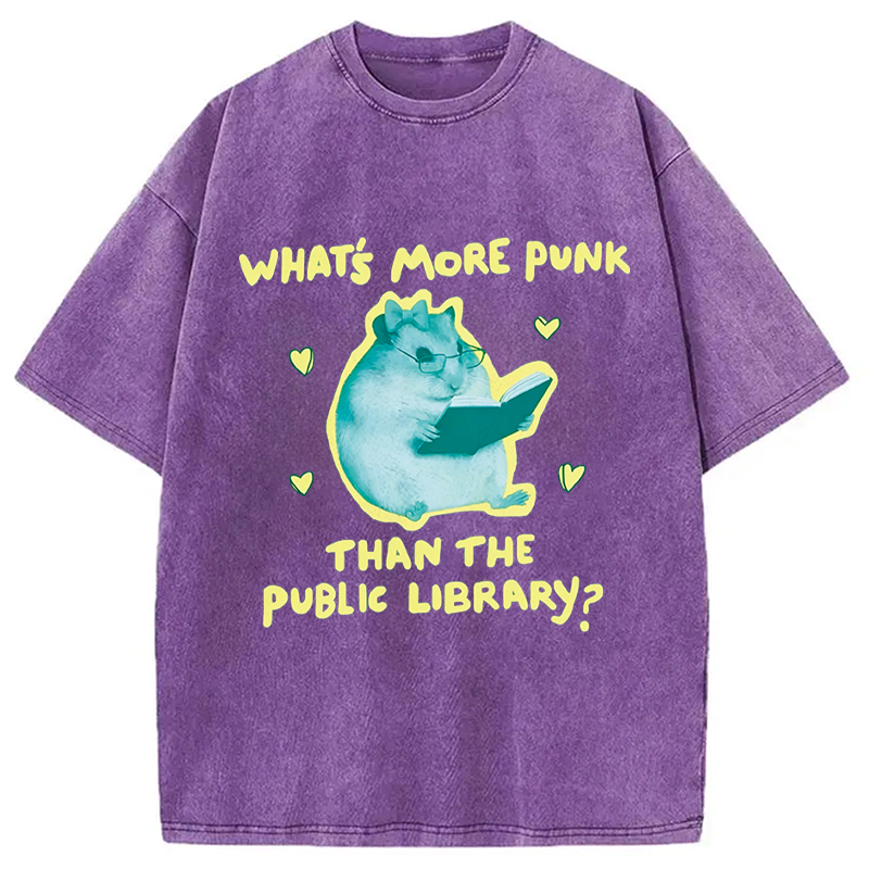 Modecanvas Public Library Rat Punk DTG Printing Washed T-Shirt