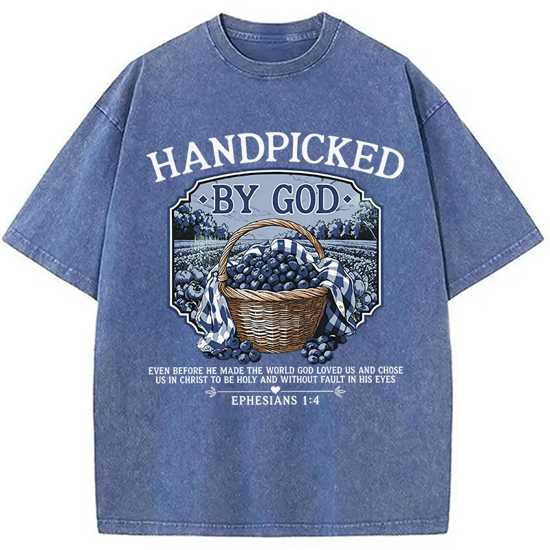 Modecanvas Hand Picked By God DTG Printing Washed T-Shirt