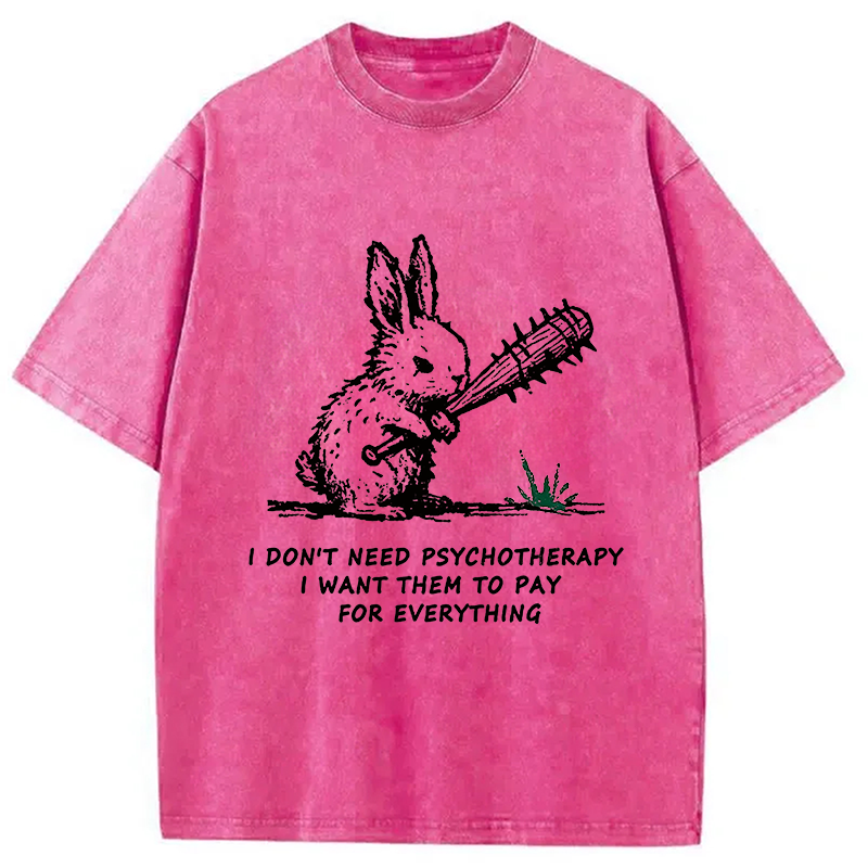 Modecanvas Violent Rabbit Funny Washed T-Shirt