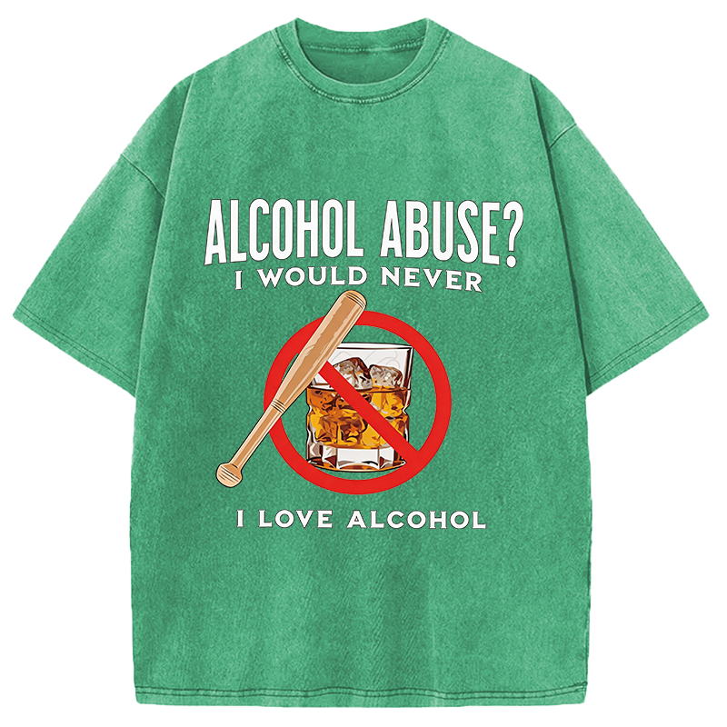 Modecanvas Alcohol Abuser Funny DTG Printing Washed T-Shirt